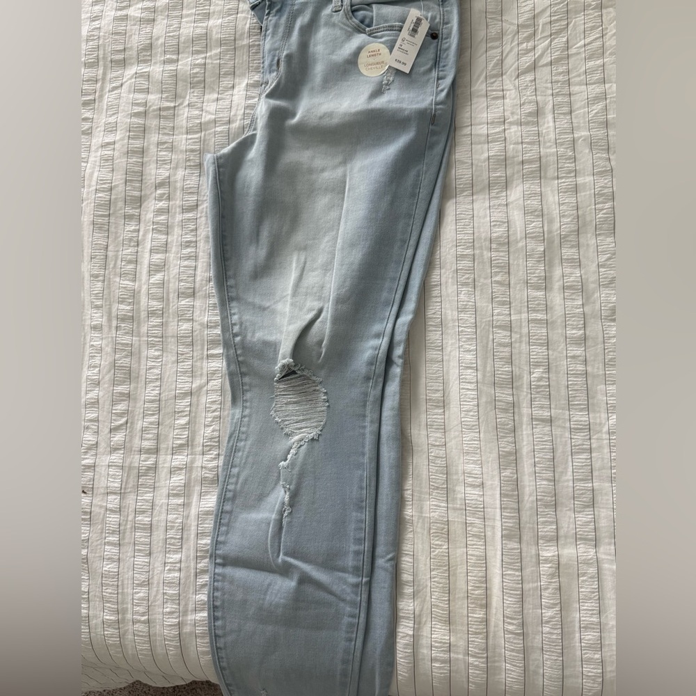 Trendy Light Blue Ripped Skinny Jeans